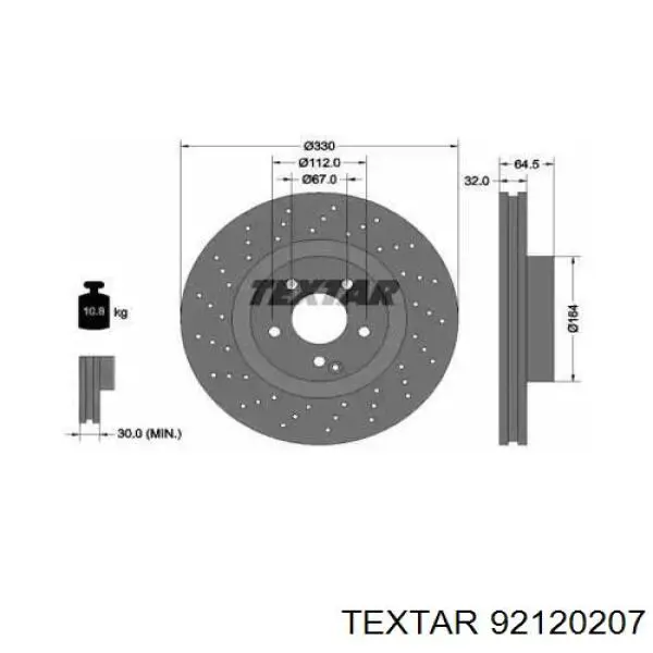 Передние тормозные диски 92120207 Textar