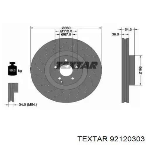 92120303 Textar диск тормозной передний