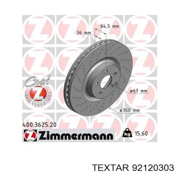 Купить 92120303 Textar Ротор тормозной