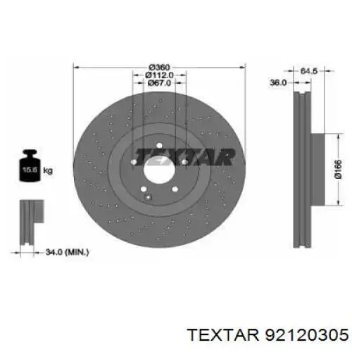 Передние тормозные диски 92120305 Textar