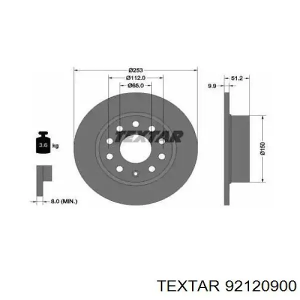 92120900 Textar диск тормозной задний