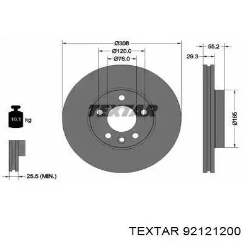 Передние тормозные диски 92121200 Textar