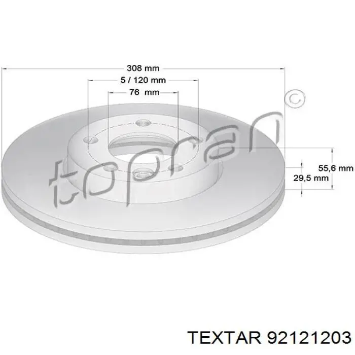 Передний тормозной диск Textar 92121203