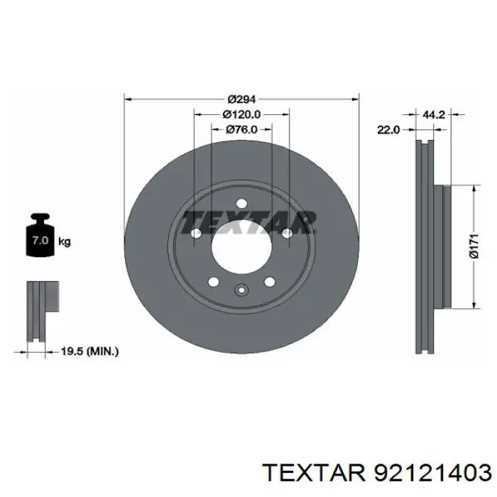 Задний тормозной диск Textar 92121403 цена, от 56.71 USD
