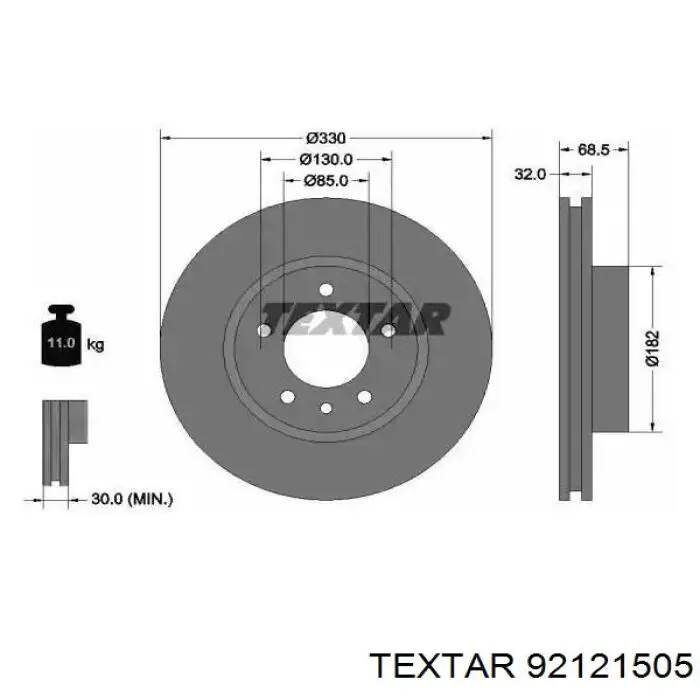 92121505 Textar диск тормозной передний