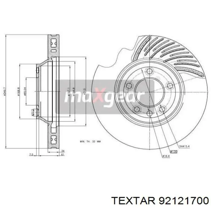 Тормоз дисковый передний Textar 92121700 цена, от 137.75 USD