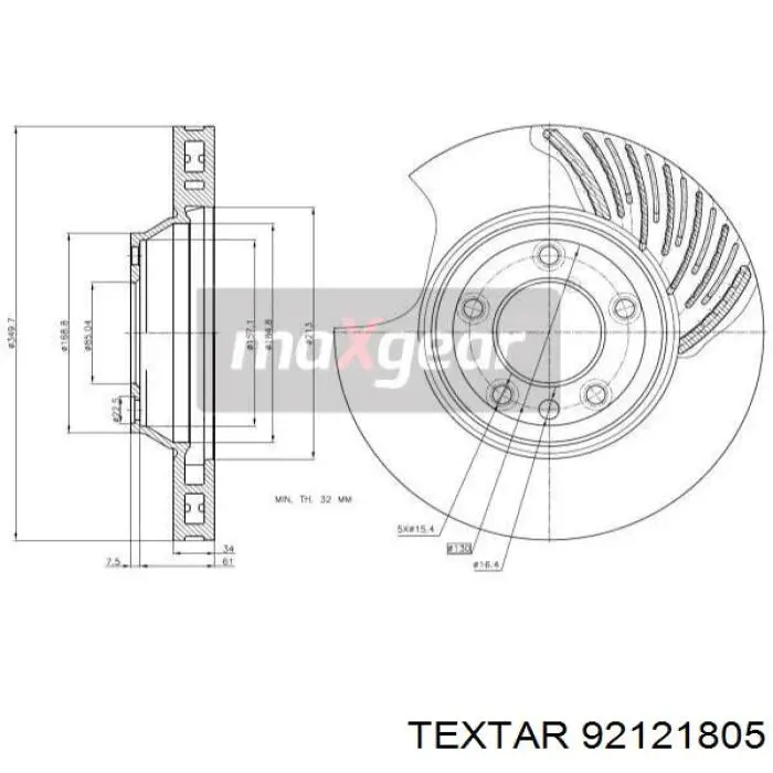 Передние тормозные диски 92121805 Textar