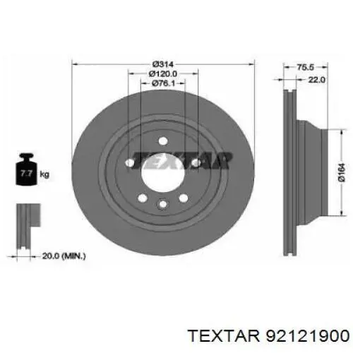 Тормозные диски 92121900 Textar