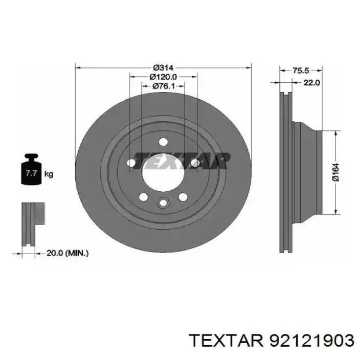 Тормозные диски 92121903 Textar