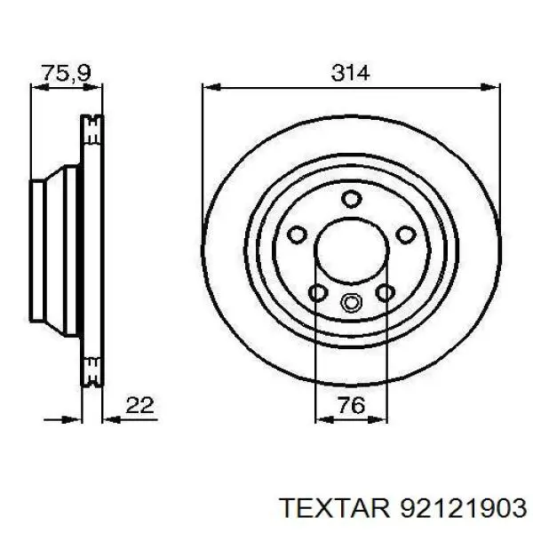 Купить 92121903 Textar Диск тормозной задний