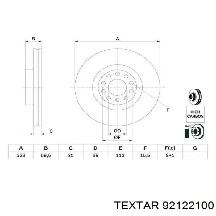 Купить 92122100 Textar Ротор тормозной