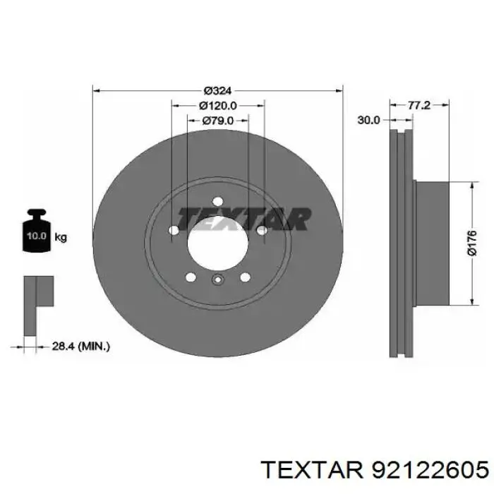 Диск тормозной передний TEXTAR 92122605