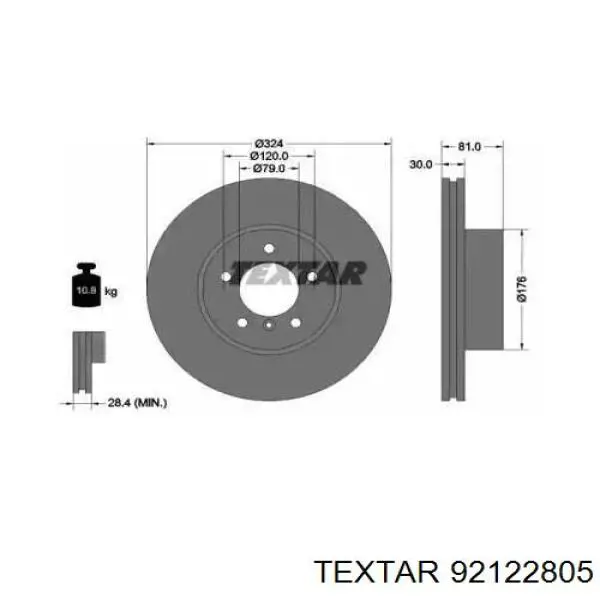 92122805 Textar тормозные диски