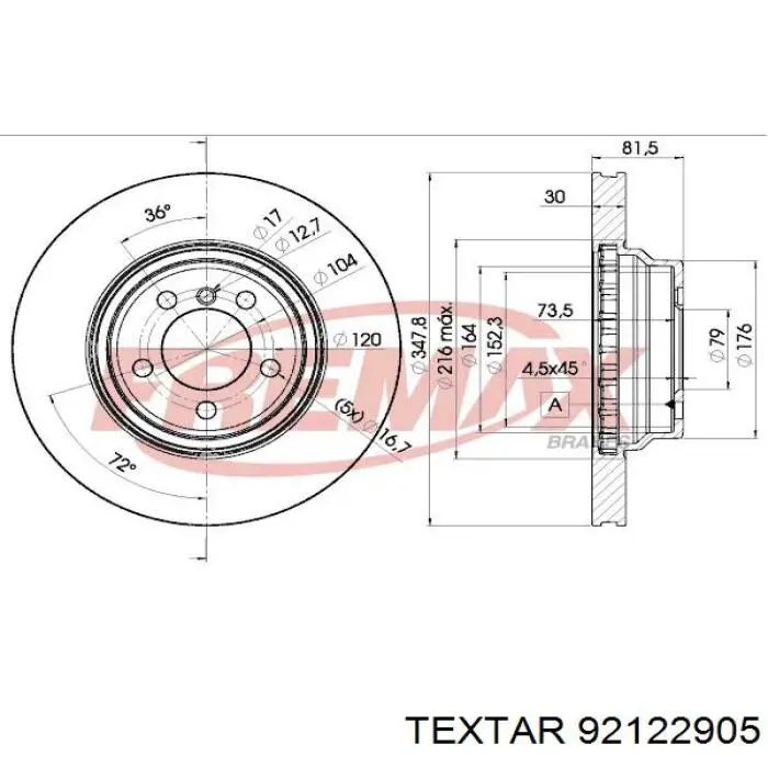 Купить 92122905 Textar Ротор тормозной