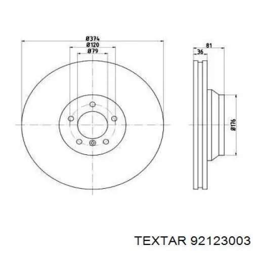 92123003 Textar диск тормозной передний