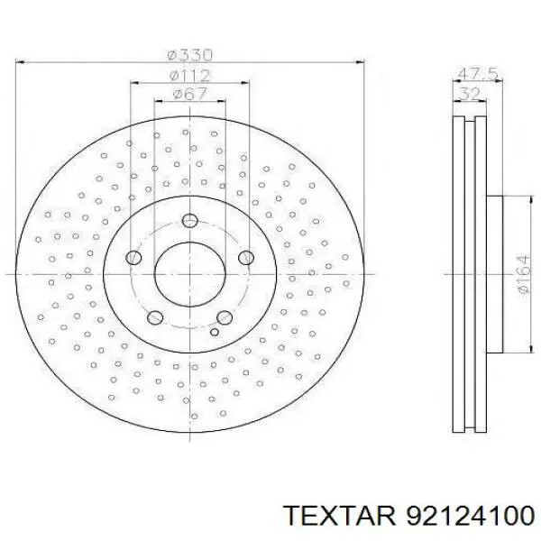 Тормоз дисковый передний Textar 92124100 цена, от 104.06 USD