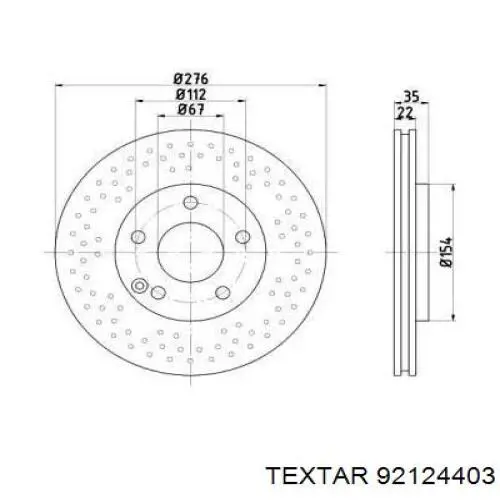 Передние тормозные диски 92124403 Textar