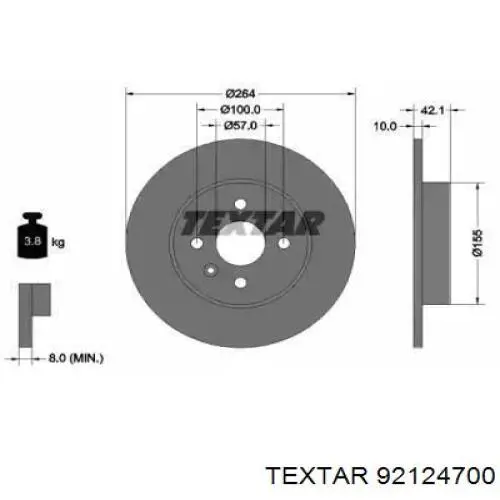 Тормозные диски 92124700 Textar