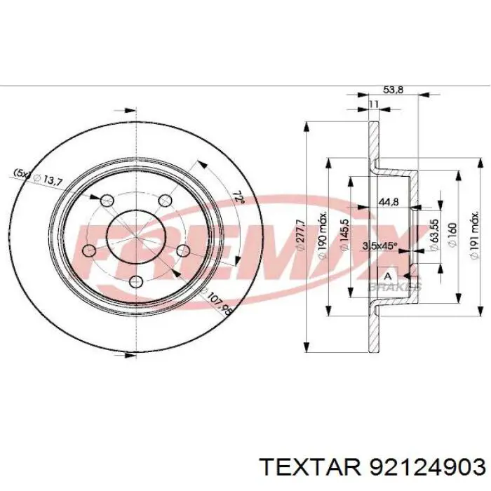 Задний дисковый тормоз Textar 92124903