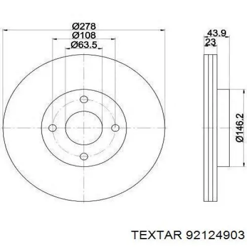 92124903 Textar Дисковый тормоз