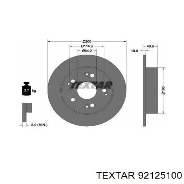 Тормозные диски 92125100 Textar