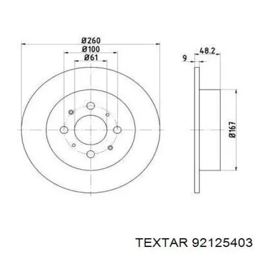 92125403 Textar диск тормозной задний