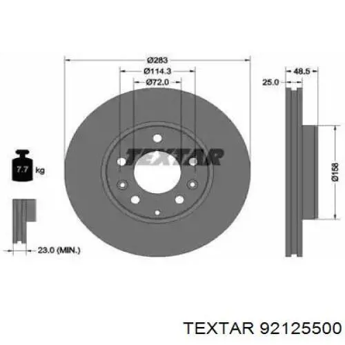 Передние тормозные диски 92125500 Textar