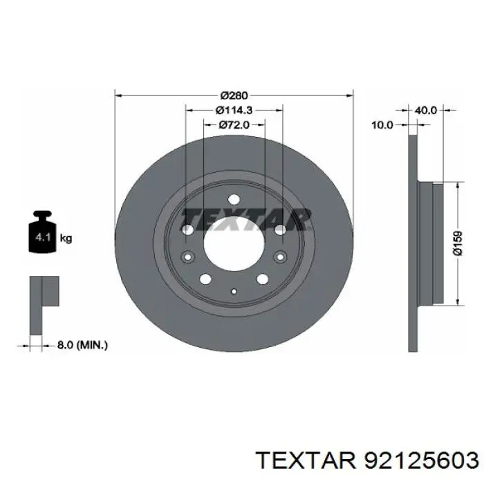 92125603 Textar диск тормозной задний