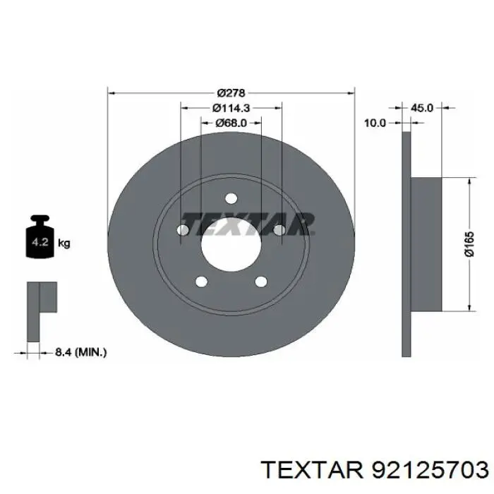 Тормозные диски 92125703 Textar