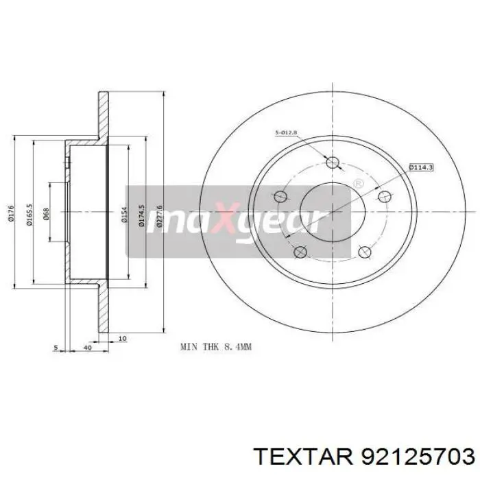 Купить 92125703 Textar Диск тормозной задний