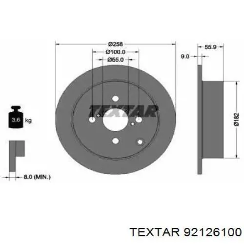 Тормозные диски 92126100 Textar