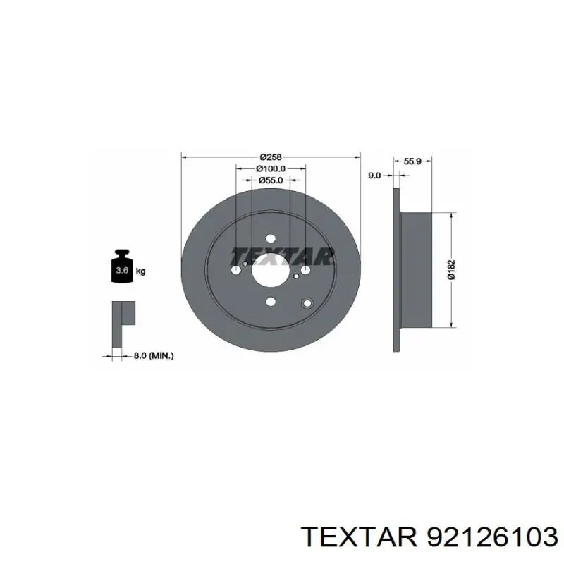 92126103 Textar диск тормозной задний