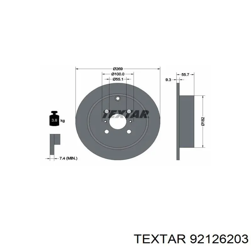 92126203 Textar диск тормозной задний
