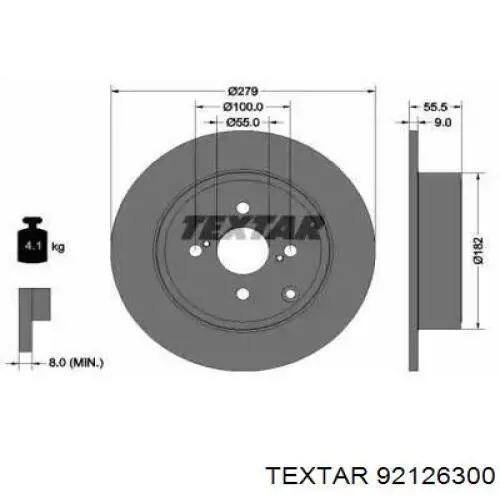 Тормозные диски 92126300 Textar