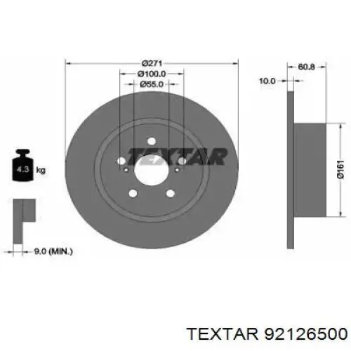 Тормозные диски 92126500 Textar