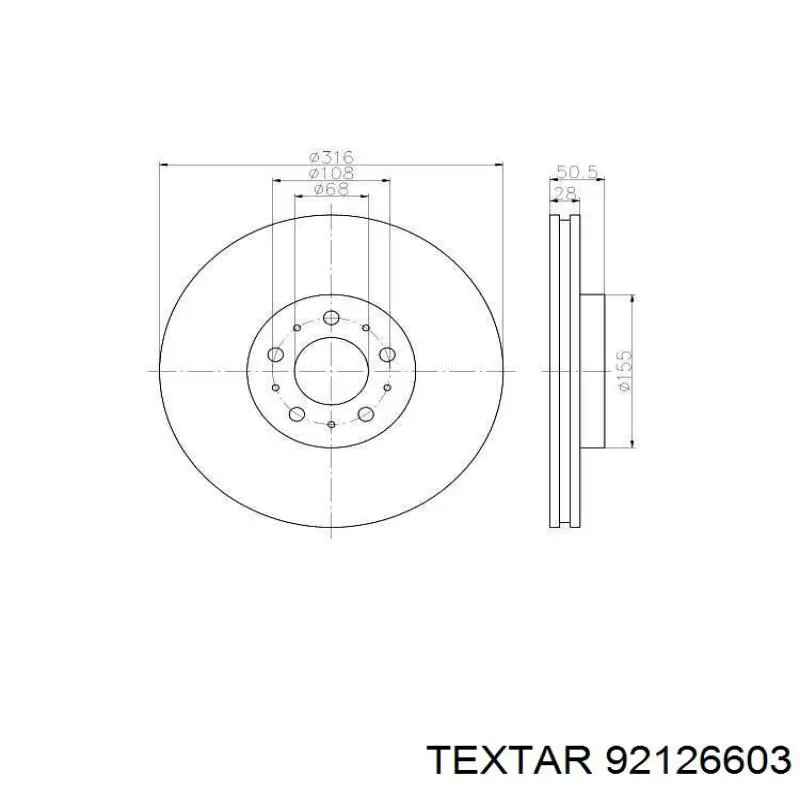 Передний тормозной диск Textar 92126603