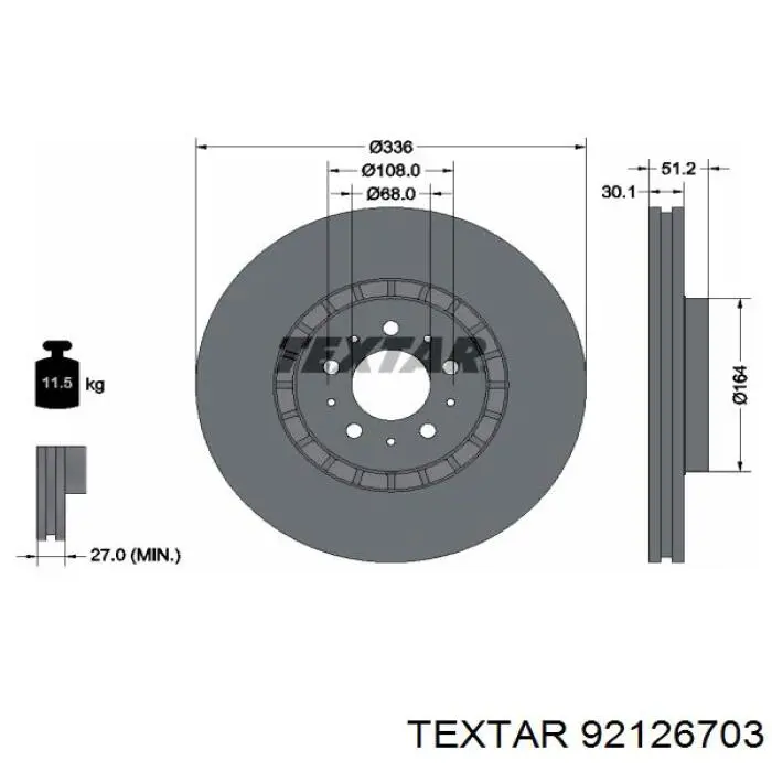 Передние тормозные диски 92126703 Textar