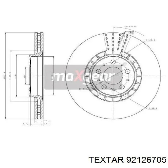 Передние тормозные диски 92126705 Textar