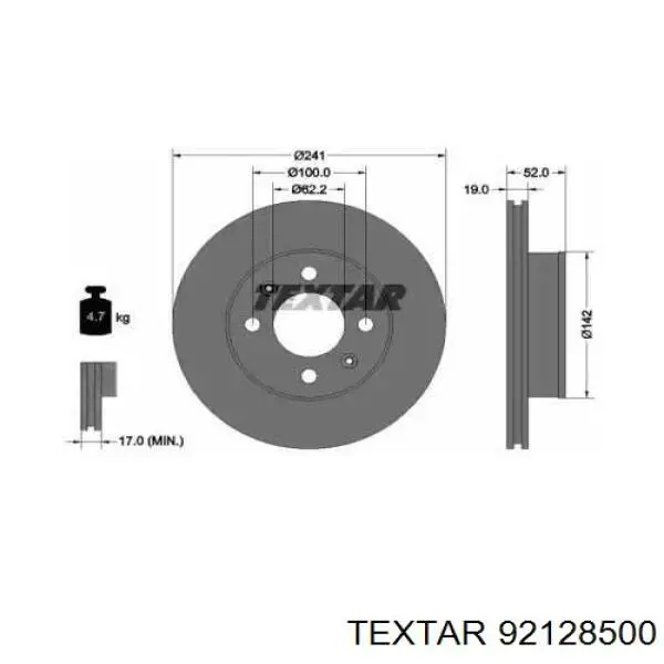 Передние тормозные диски 92128500 Textar