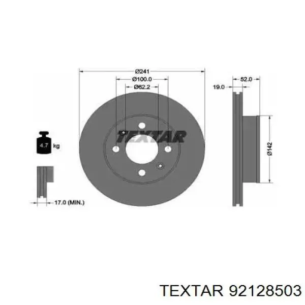 92128503 Textar disco do freio dianteiro