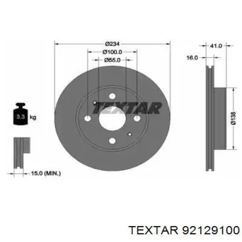 92129100 Textar диск тормозной передний