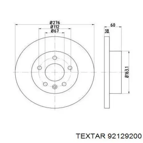 Передние тормозные диски 92129200 Textar