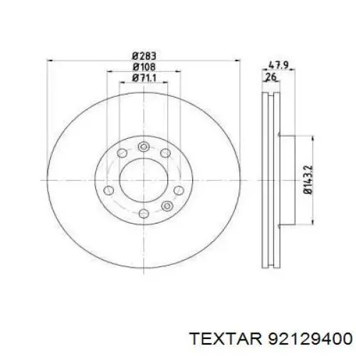 Передние тормозные диски 92129400 Textar