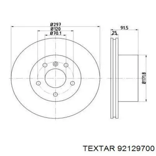 92129700 Textar диск тормозной передний