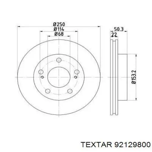 Передние тормозные диски 92129800 Textar