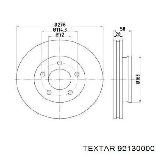 Передние тормозные диски 92130000 Textar