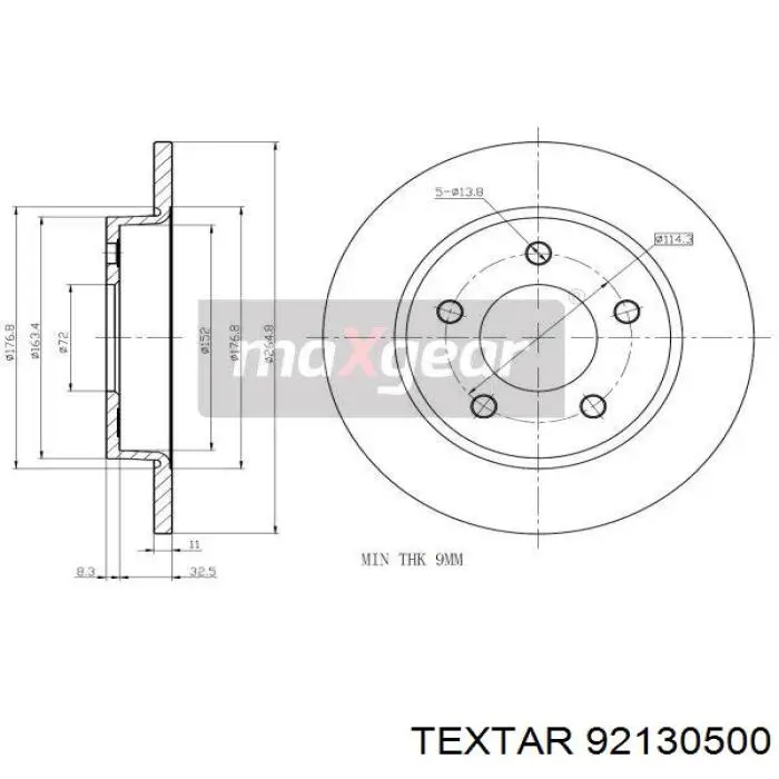 Тормозные диски 92130500 Textar