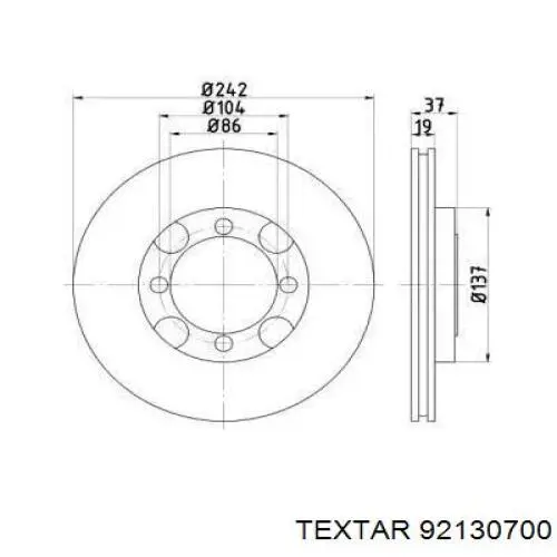 Передние тормозные диски 92130700 Textar