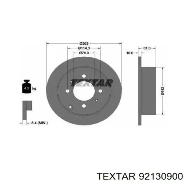 Тормозные диски 92130900 Textar