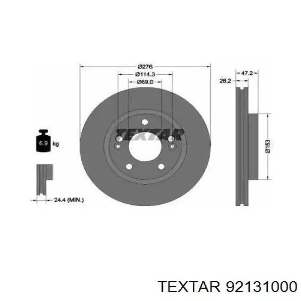 Передние тормозные диски 92131000 Textar